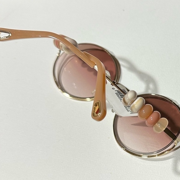 Chloe Bead Embellished Sunglasses 
Round Gold Frame Brow Mocha Mousse
NWT - Picture 9 of 16